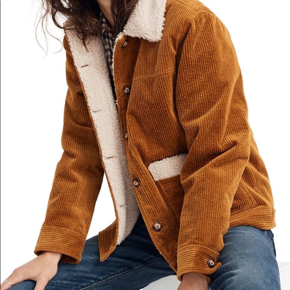 Madewell Sherpa-Lined Corduroy Swing Chore Coat